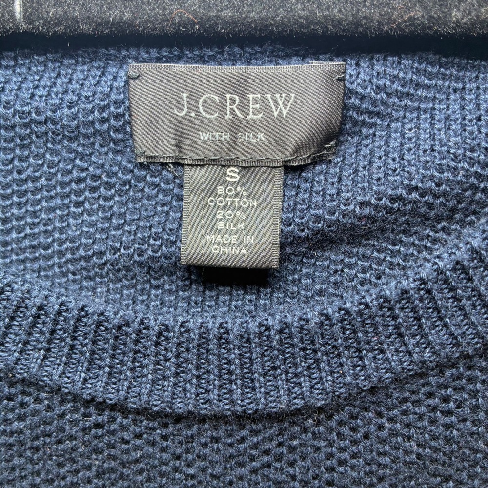 J.Crew Silk Cotton Knit Sweater Mens Medium Navy Lightweight Classic Academia - Picture 3 of 7